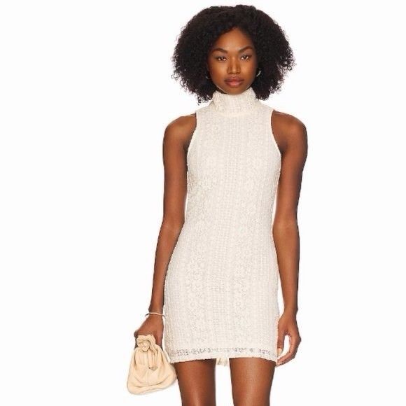 L'Academie REVOLVE Cream Lace High Neck Sleeveless Mini Dress Size M Medium NWT! L'Academie REVOLVE Cream Lace High Neck Sleeveless Mini Dress Size M Medium NWT!